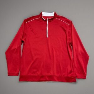 Lone‎ Cypress XL Solid Red Long Sleeve High Neck 1/4 Zip Casual Men's Sweater
